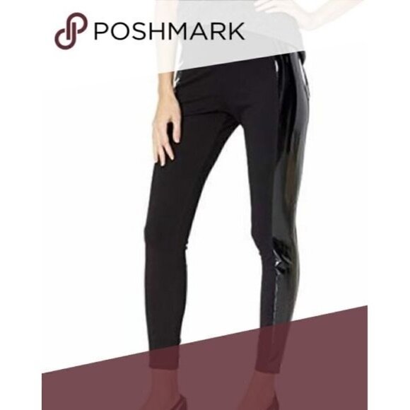 NWT Lysse Side Panel Shiny Lacquer Trim Black Leggings Small - Picture 1 of 8
